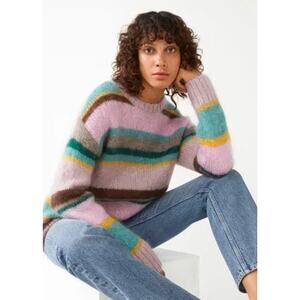 NEW - & Other Stories Striped Relaxed Fit Wool Mohair Knit Sweater Size Large